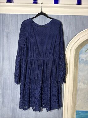 Lane Bryant Lace Mini Dress in Blue Size 14 Like New